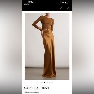 NWT YSL Saint Laurent Copper Silk Maxi Skirt